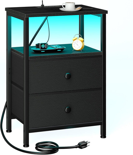 Nightstand with led lighting - nightstand,